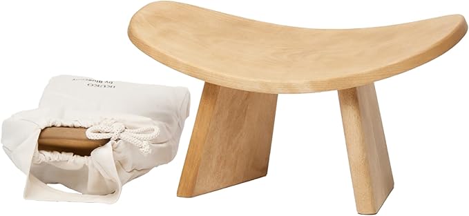 Meditation Bench IKUKO Original, Portable Version with Bag, Locally Handmade Wooden Kneeling Ergonomic Seiza Seat, Prana Yoga - 2 Colors, 3 Height Sizes - Bloomnest