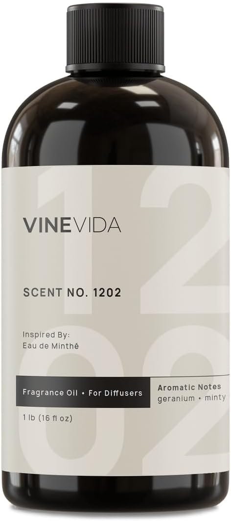 VINEVIDA [16 Fl Oz] Scent NO. 1202 Fragrance Oil for Cold Air Diffusers, Aromatic Notes of Mint, Nutmeg, Rose Oxide & Patchouli Essential Oils for Diffuser Oil Refill & Air Freshener Room Spray - Bloomnest