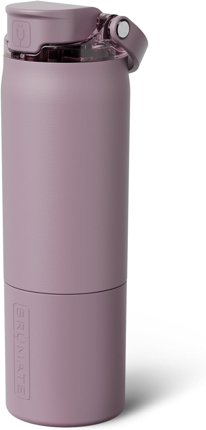 BrüMate Rise 25oz Water Bottle With 100% Leakproof Covered Silicone Straw | Insulated Stainless Steel Water Bottle | Cup-Holder Friendly | Fast Flow | Soft Sip Silicone Spout | BPA-Free (Lilac Dusk) Br%C3%BCMate