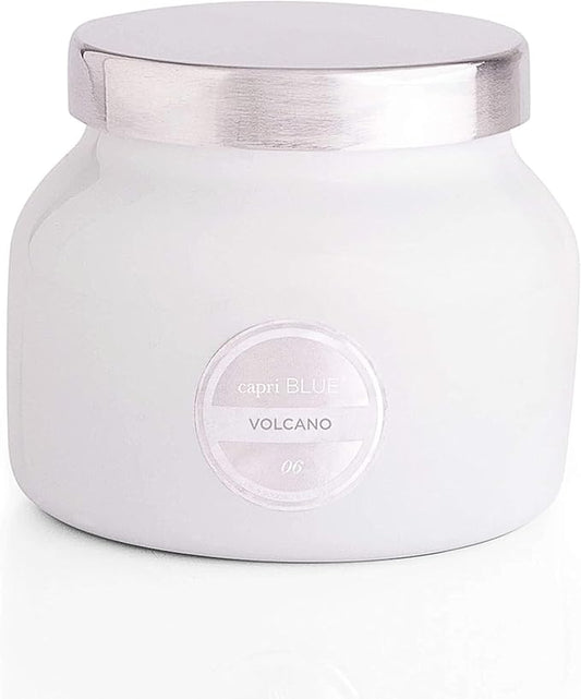 Capri Blue Volcano Scented Candles - Luxury Glass Jar Candles for Home Scented with Tropical Fruit & Sugared Citrus - Soy Wax Blend - Capri Blue Volcano - White Color (8 oz) - Bloomnest