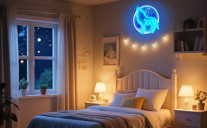 14x14 inch Wolf Neon Sign Art Wall Lights for Beer Bar Club Bedroom Hotel Pub Cafe Wedding Birthday Party Gifts - Bloomnest