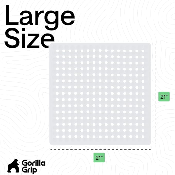 GORILLA GRIP Patented Square Shower Stall Mat, Small Bathtub Floor Mats for Stand Up Showers, Suction Cups and Drainage Holes, Machine Wash, Soft on Feet, Bathroom Accessories 21x21 Inch, 2 Pack White - Bloomnest