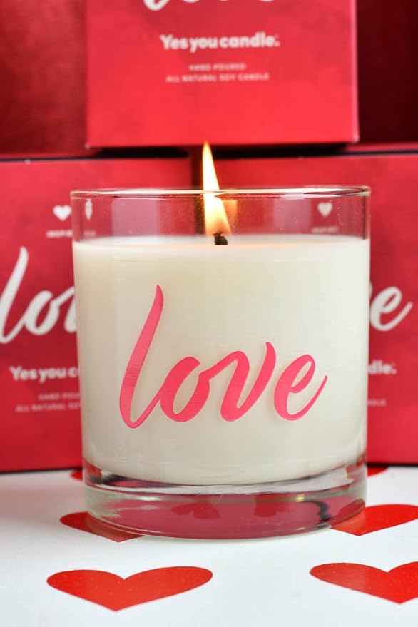 Love, Bergamot, Wine, Orange, Vanilla, Lillies & Musk, Highly-Scented, Inspirational Soy Candle, Made in USA, Pure Essential Oils, Aromatherapy, 9.5 oz - Bloomnest