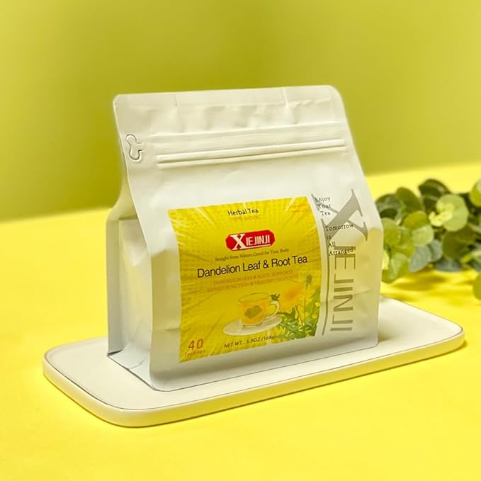 XIEJINJI Dandelion Tea, 100% Pure Dandelion Root & Leaf, 4.2g*40Count, Re-usable for Brew, Caffeine-Free Herbal Blend to Support Liver & Kidney Function, Eco-Conscious Tea Bags - Bloomnest