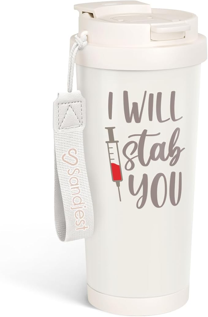 Nurse Tumbler I Will Stab You - Stainless Steel 2-in-1 Lid Coffee Tumbler 18 oz, Funny Insulated Travel Mug Gift for Women, Nurses Week Present, Nursing School, Birthday - Bloomnest