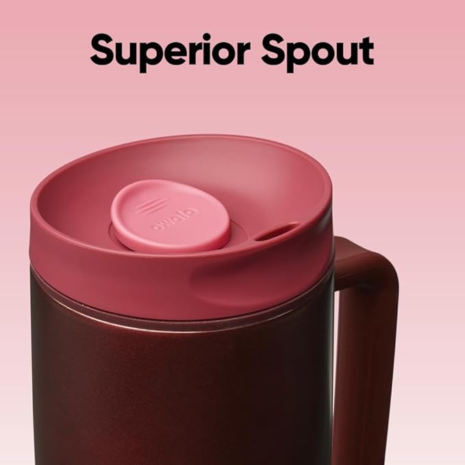 Owala SmoothSip Slider Stainless Steel Insulated Travel Mug with handle, 100% Leak Proof, For Hot and Cold Drinks, Travel Friendly with Sliding Lock Lid, 24 oz, BPA Free, Leak Proof, Black Cherry - Bloomnest