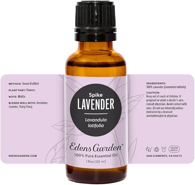 Edens Garden Lavender- Spike Essential Oil- 100% Pure Premium Grade, Undiluted, Natural, Therapeutic, Aromatherapy, The Best for Diffuser, Candle, Laundry, Humidifiers 30 ml (1 fl oz) EdensGarden