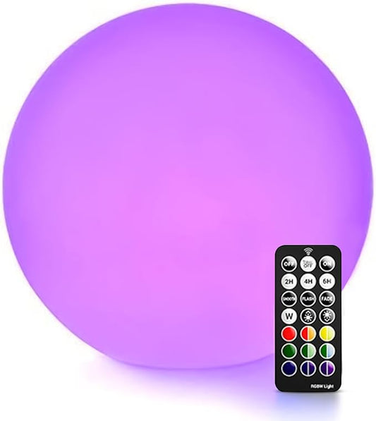 LOFTEK 12-inch LED Dimmable Light Ball: Waterproof Floating Pool Lights with Remote, 16 Colors Sphere Night Light, Cordless & Fast Chargeable, Sensory Toys for Kids, Home, Party, Pool Decor - Bloomnest
