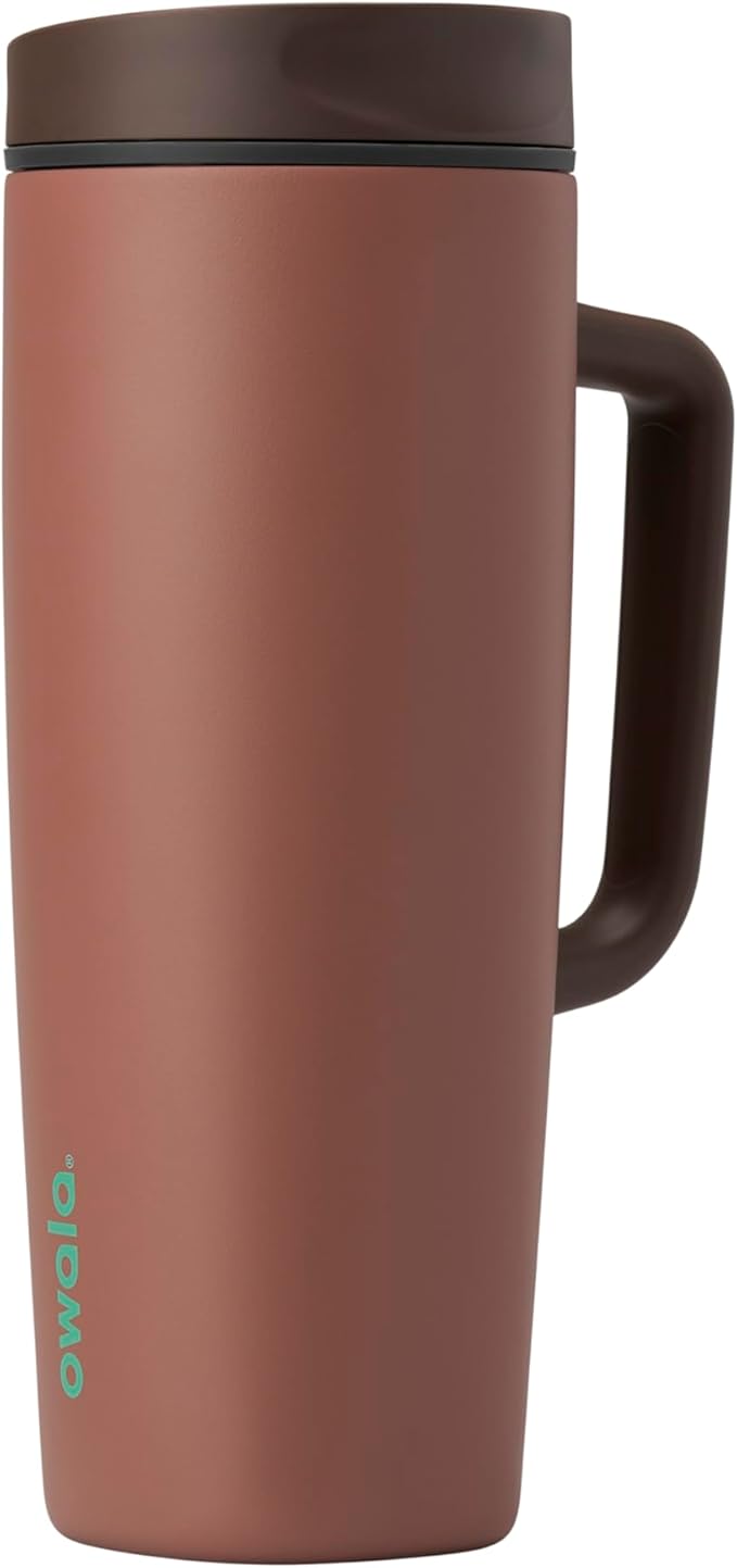 Owala SmoothSip Slider Stainless Steel Insulated Travel Mug with handle, 100% Leak Proof, For Hot and Cold Drinks, Travel Friendly with Sliding Lock Lid, 24 oz, BPA Free, Leak Proof, Cozy Cocoa - Bloomnest