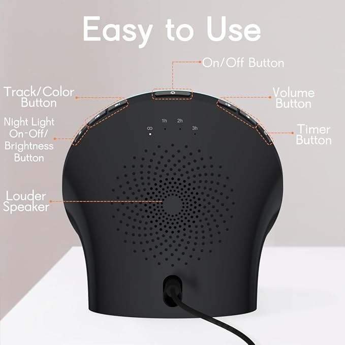 BrownNoise White Noise Machine with 30 Soothing Sounds 12 Colors Night Light and Sound Machine 36 Volume Levels 4 Timers and Memory Function 10 Adjustable Brightness Sleep Machine for Baby Adults Kids - Bloomnest