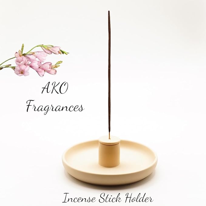 4 in 1 Incense Burner Holder - Multi-Purpose Ceramic Incense Stick Holder, Palo Santo Holder for Clean Burning, Sage Meditation Burner Set, Candle Holder for Aromatherapy (Matte Beige) - Bloomnest