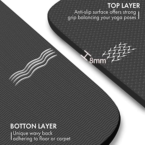 FrenzyBird Large Yoga Mat 6'x 4'（72”x 48”）—1/4" &1/3" Extra Wide Exercise Mat 183cm x 122cm Large Exercise Mat Big Home Yoga Mat Pilates Mat,Non Slip,Thick,TPE Workout Mat,for Women & Men, Yoga, Pilates, Gym and Floor Workouts Pilates - Bloomnest