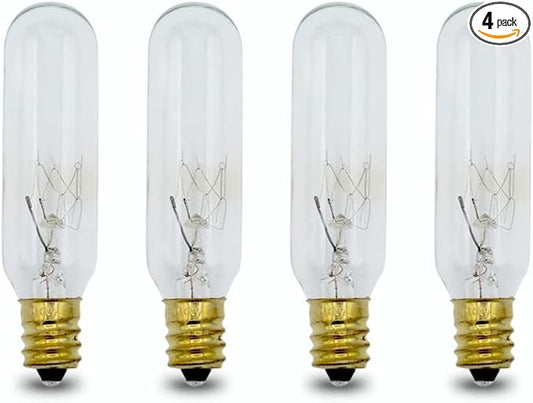 lumenivo 15 Watt Bulbs for Himalayan Salt Lamps 15T6/CL Tubular T6 15 Watt Candelabra Bulb E12 Base Light Bulbs for Exit Signs - Clear - 120V - 4 Pack - Bloomnest