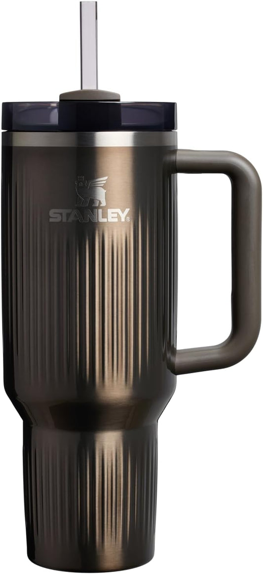 STANLEY Quencher H2.0 Tumbler with Handle and Straw 40 oz | Flowstate 3-Position Lid | Cup Holder Compatible for Travel | Insulated Stainless Steel Cup | BPA-Free | Fluted Gunmetal Shine Stanley