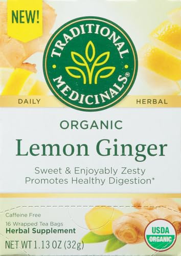 Traditional Medicinals Organic Lemon Ginger Tea, 1.13 Oz, 16 Count (Pack of 2) - Bloomnest