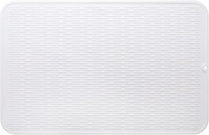 Silicone Dish Drying Mat for Multiple Usage,Easy clean,Eco-friendly,Heat-resistant Silicone Mat for Kitchen Counter or Sink,Refrigerator or Drawer Liner White 3XL 28 inches x 18 inches - Bloomnest