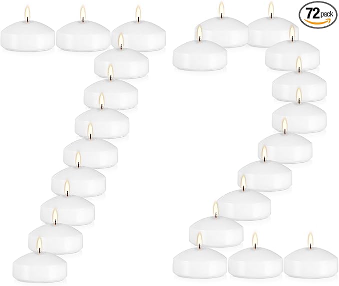 72 Floating Candles, 3 inches in Height, 0.8 inches in Width, Burning for Approximately 8-10 Hours, odorless and smokeless, Emitting Warm Light, Adding a Romantic Atmosphere to You and Your Family - Bloomnest