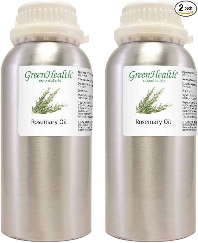 2 Bottles - 16 fl oz Rosemary Essential Oil (100% Pure & Uncut), Aluminum Bottle - GreenHealth - Bloomnest