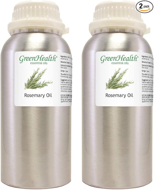 2 Bottles - 16 fl oz Rosemary Essential Oil (100% Pure & Uncut), Aluminum Bottle - GreenHealth - Bloomnest