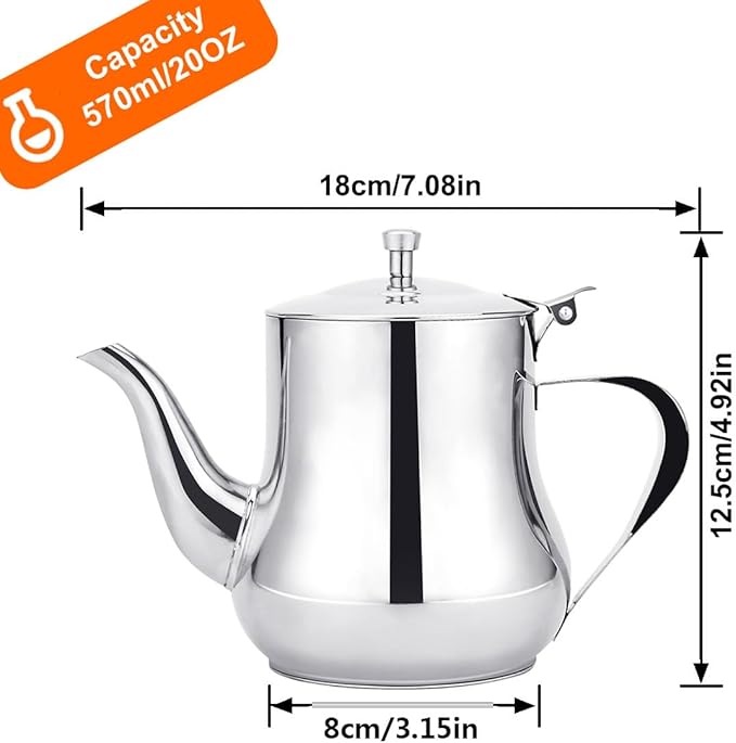 SANQIAHOME 570ml(20Oz) stainless steel small teapot - Bloomnest