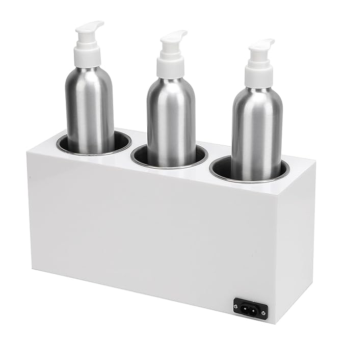 Oil Heater,Timer Function,Essential Oil Warmer Dispenser for Aromatherapy and Massage, Metal and Plastic, 3 Bottles, White (US Plug 100‑240V) - Bloomnest