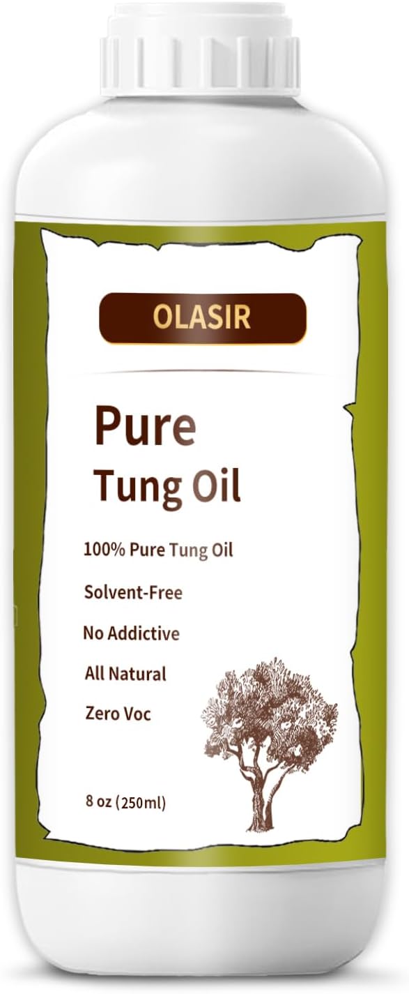 8 oz 100% Natural Pure Tung Oil for Wood Finishing Food Grade Safe, Waterproof Tung Oil for Wood Floors Indoor & Outdoor Furniture