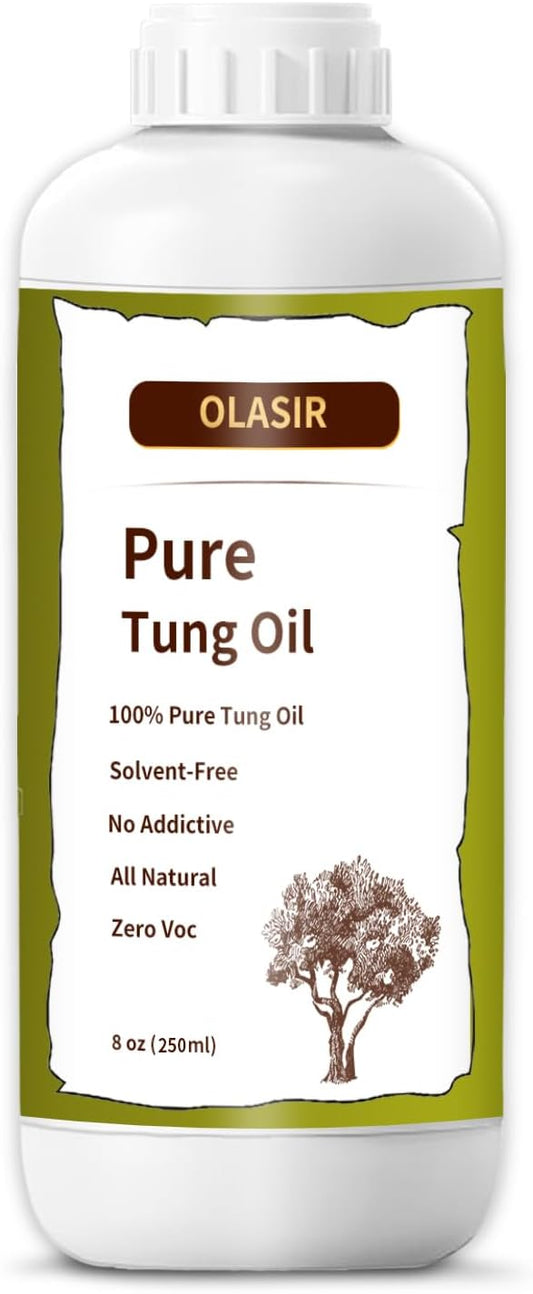 8 oz 100% Natural Pure Tung Oil for Wood Finishing Food Grade Safe, Waterproof Tung Oil for Wood Floors Indoor & Outdoor Furniture