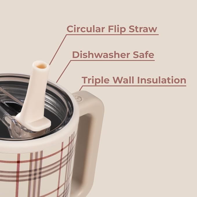 HydroJug Traveler - 40 oz Water Bottle with Handle & Flip Straw - Fits in Cup Holder, Leak Resistant Tumbler-Reusable Insulated Stainless Steel & Rubber Base - Gifts for Women & Men, Blair Hydrojug