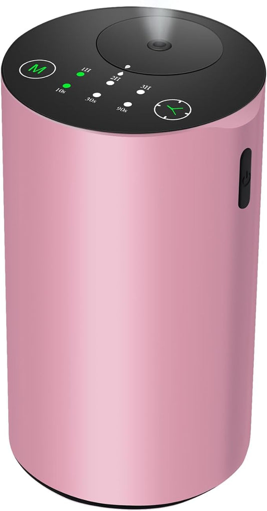 Waterless Essential Oil Diffuser, 7 Colors LED Light, Battery Powered Mini Scent Air Machine, Aromatherapy Mist Diffuser for Home Room Car Office (Pink) - Bloomnest
