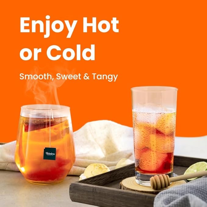 Teaniru Rooibos Orange Pyramid Tea Bags - 7 Individually Sacheted Tea Sachets | Relaxing Caffeine-Free Tea - Naturally Sweet, Brew Hot or Cold - Bloomnest