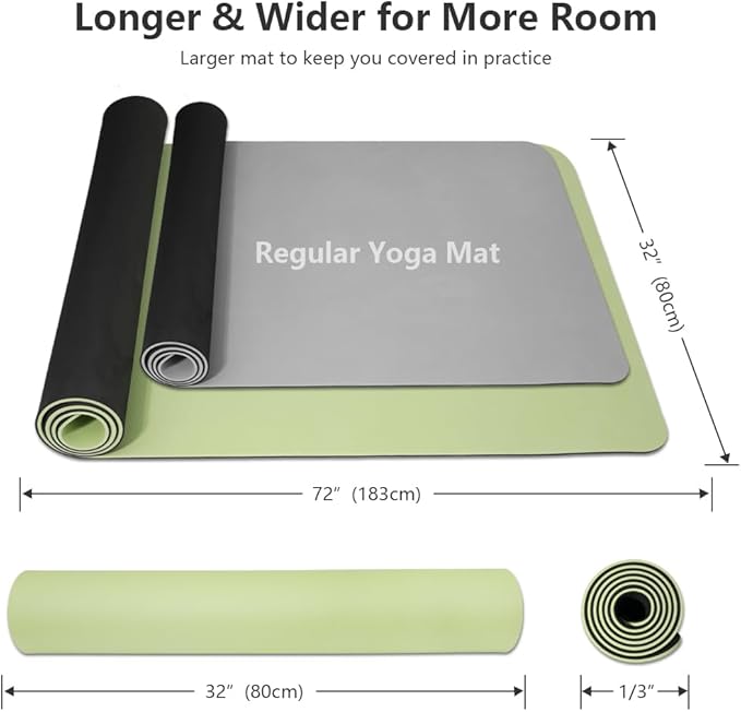 Yoga Mat Non-Slip Extra Thick 72"x32/24" Extra Wide Fitness Exercise Mat TPE Material High Elastic Hot Yoga Mat for Women Yoga Pilates Home Floor Workout (Cow Coffee)