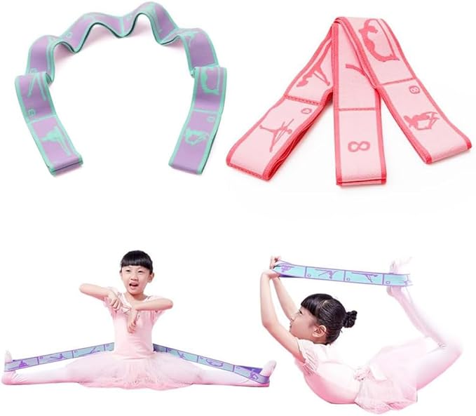 2 PCS Stretch Strap for Kids Dance Elastic Band for Children Gymnastics Stretching Strap Kids Stretching Bands Stuff Multi-Loop Adjustable Bands Stretching Resistance Ballet Bands -8 Loops