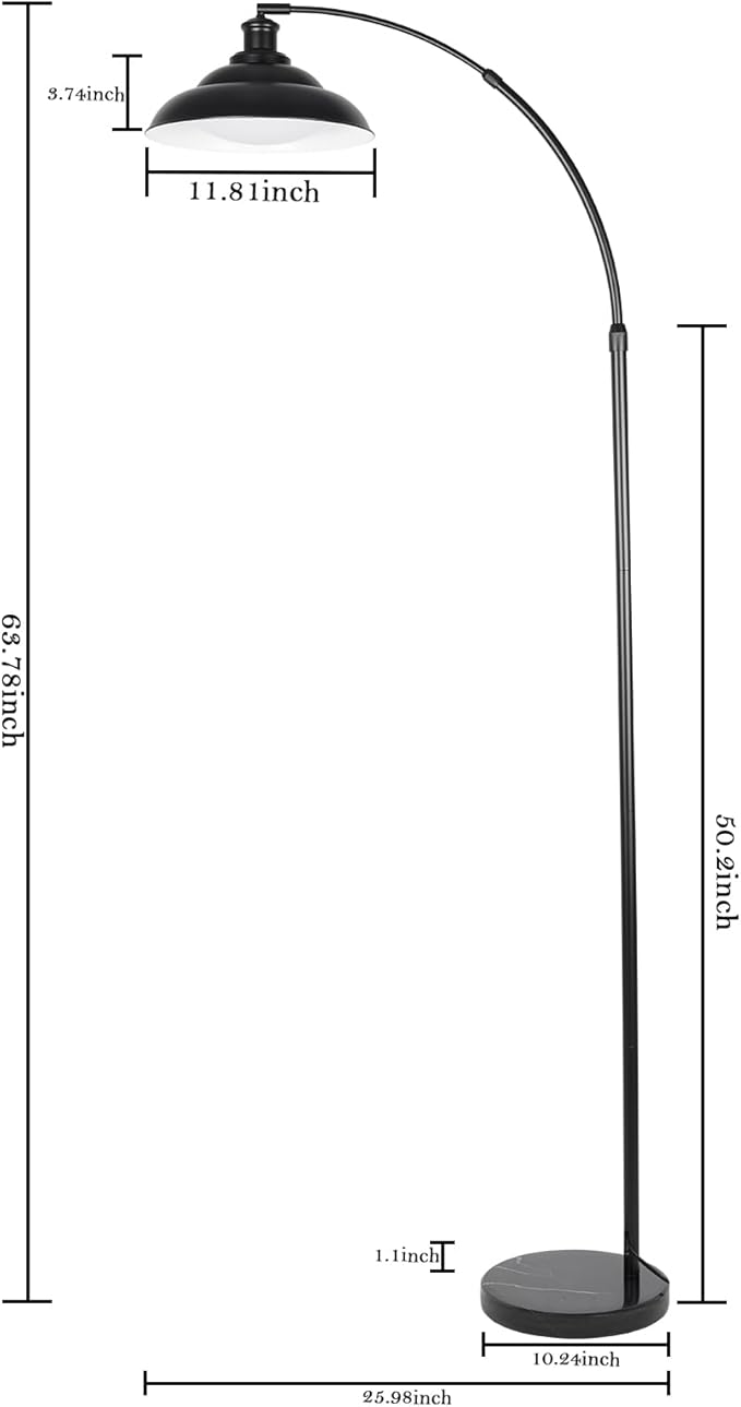 Arc Floor Lamp, Dimmable Dome Floor Lamp with Remote & Foot Switch, Modern Standing Lamp 3000-6500K 25W Integrated LED Bulb, Black Tall Lamp Over Couch Lamps for Living Room Bedroom Offices(Black) - Bloomnest