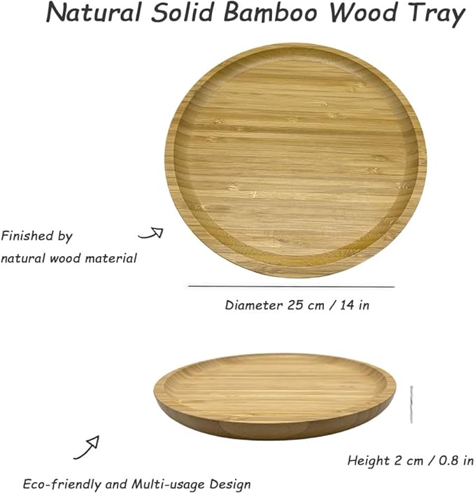 Wood Vanity Tray, Bathroom Counter Solid Walnut Organizer, Toilet Tank Top Wooden Serving Plate for Dinner Tea Coffee (Natural Bamboo Color, 9.8 x 9.8 inch) - Bloomnest