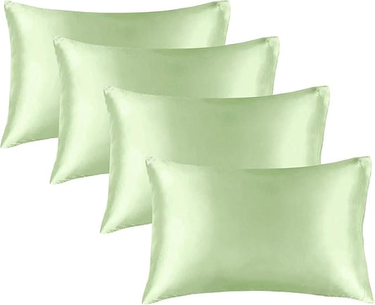 BEDELITE Satin Pillowcase for Hair and Skin, Super Soft Similar to Silk Pillow Cases 4 Pack with Envelope Closure, Cooling Pillowcases for Women Men (20"x26" Standard Size, Gleam) - Bloomnest