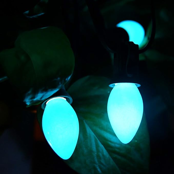 GOOTHY 25 Pack C7 Blue Christmas Replacement Light Bulbs, C7 Blue Incandescent Light Bulbs for Christmas Outdoor Patio Indoor String Lights, C7/E12 Candelabra Base Night Light Bulbs, 5 Watt 120 Volt - Bloomnest