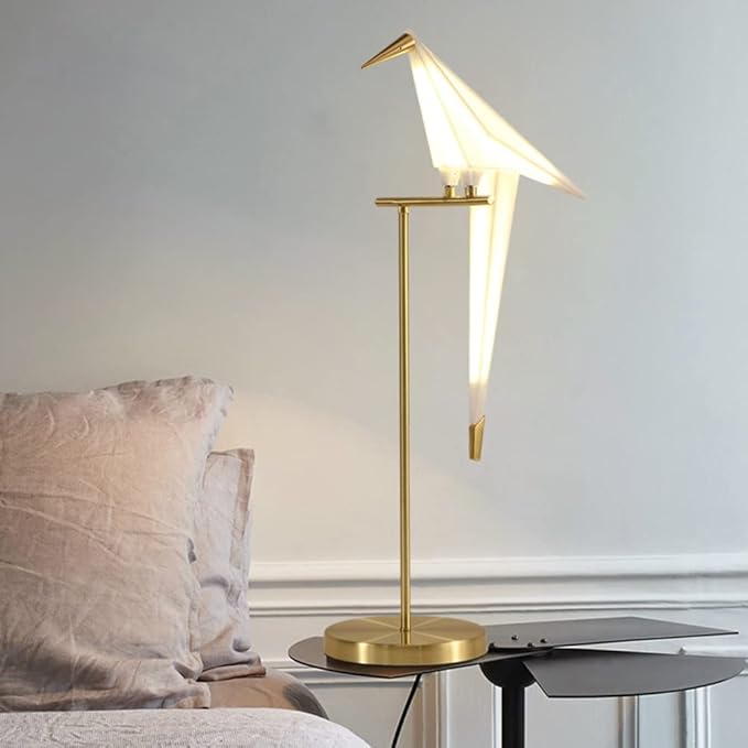 MORE CHANGE 28.5 inch LED Table Lamp, Modern Bird Table Light Gold Metal Fixtures for Living Room Bedroom Office (Table lamp) - Bloomnest