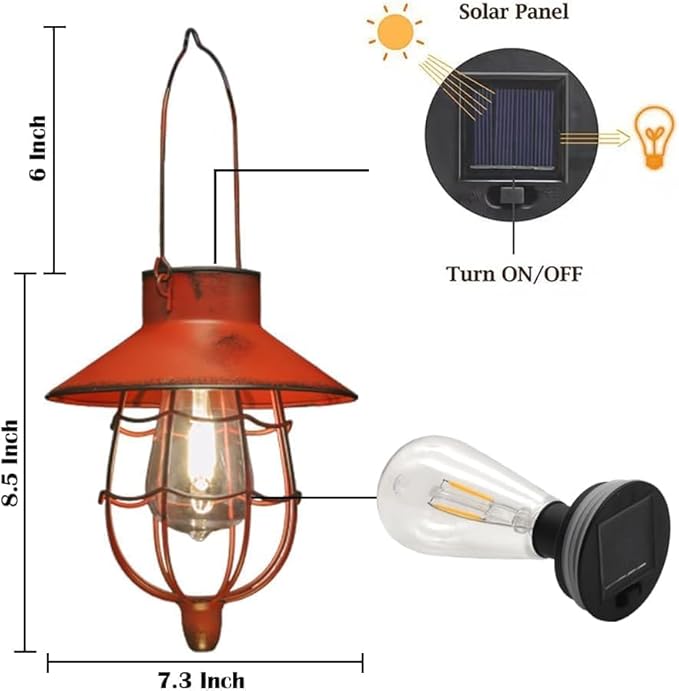 YAKii 6 Pack Solar Lantern Hanging Waterproof Outdoor Metal Solar Lamp with Warm White Light Decorate for Yard Garden Pathway Patio Porch (Red) - Bloomnest