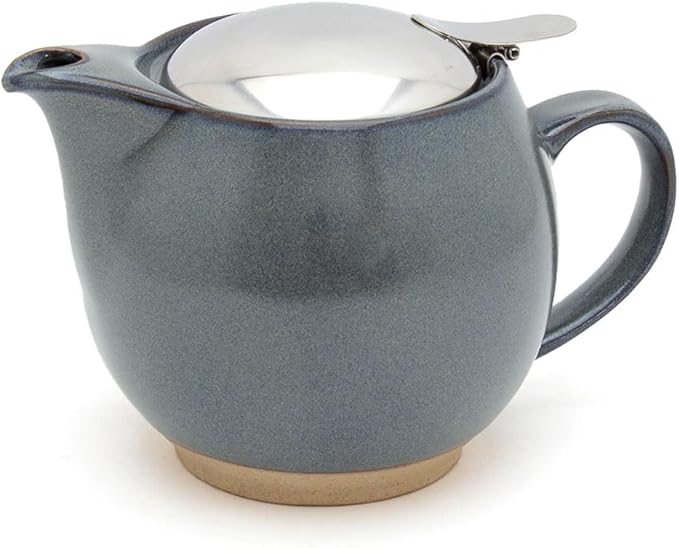Zero Japan Bee House Round Teapot For One, 15 Oz - Ceramic Tea Pot with Stainless Steel Lid and Infuser, Dishwasher and Microwave Safe Tea Pots (Stone Gray) - Bloomnest