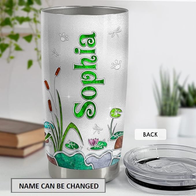 SANDJEST Personalized Frog Tumbler Jewelry Style Frog 20oz 30oz Tumblers with Lid Gift for Women Girl Daughter Sister Animal Lovers Christmas Birthday - Bloomnest