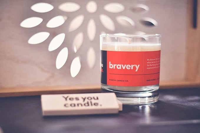 Bravery, Citrus &Sage, Highly-Scented, Inspirational Soy Candle, Made in USA, Great Message, Pure Essential Oils, Aromatherapy, 8 oz - Bloomnest