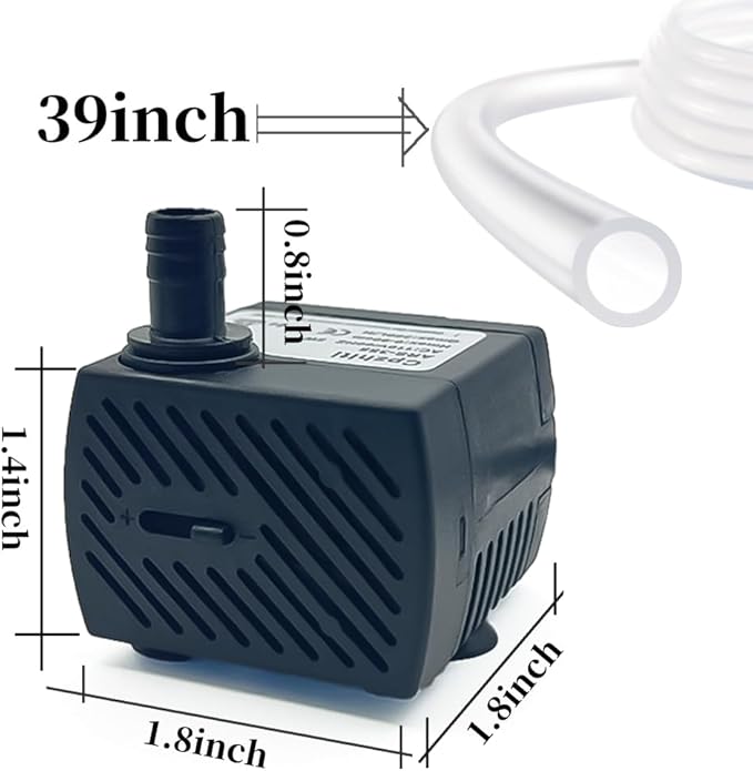 95GPH ultra-quiet small fountain pump (350L/H, 5W), 3.3-foot water pipe, adjustable flow small water pump, suitable for fish tanks, water features, pet fountains, outdoor fountain pumps - Bloomnest