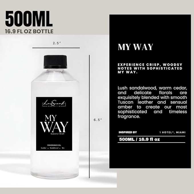 Aroma Scent Diffuser Starter Kit for Up to 1000SQ. FT. Coverage - 500ML Waterless Essential Oil Scent Included - Luxury Aroma Diffuser Ideal for Home, Office & Hotel (Black, My Way) - Bloomnest