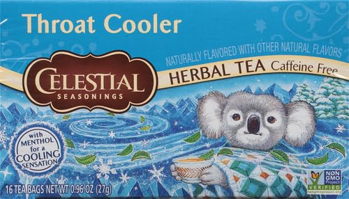Celestial Seasonings Throat Cooler Herbal Tea, Caffeine Free, 16 Tea Bags Box (Pack of 2) - Bloomnest