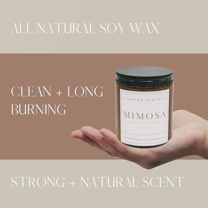 River Birch Candles Mimosa Scented Candle | Premium, All-Natural, Non-Toxic, Soy Candles | 8.5oz 40 Hr Burn Time | Cozy Relaxing Gifts for Home - Bloomnest