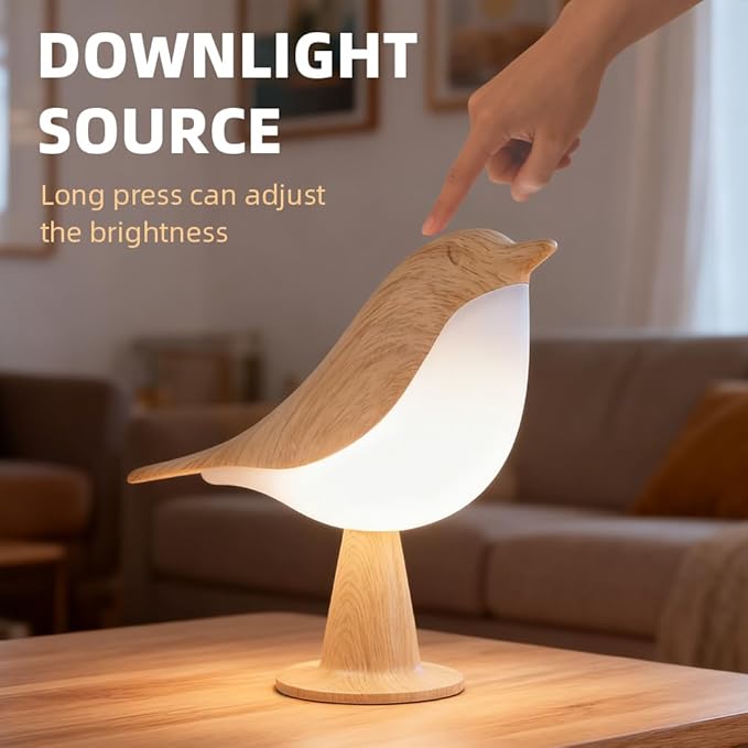 Bird Cordless Table Lamp, Small Cordless Bedside Lamp with 3 Color Temperature, Touch Sensor & Rechargeable Battery - Night Light for Kids, Bedroom, Bedside (Light+Dark) - Bloomnest