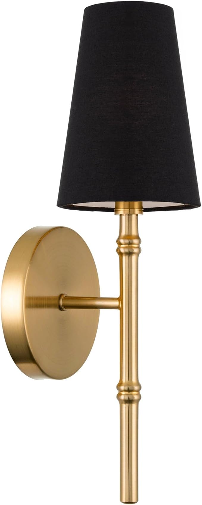 Kira Home Torche II 15" Petit Modern Wall Sconce/Wall Light + Black Linen Shade, Cool Brass Finish - Bloomnest