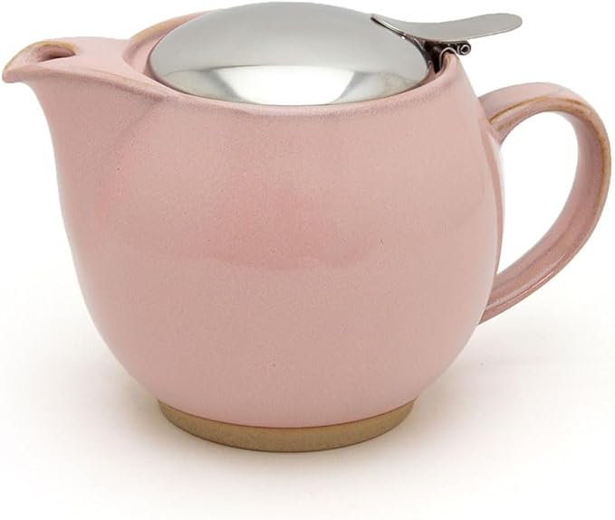 Zero Japan Bee House Round Teapot For One, 15 Oz - Ceramic Tea Pot with Stainless Steel Lid and Infuser, Diswasher and Microwave Safe Tea Pots (Sakura Pink) - Bloomnest