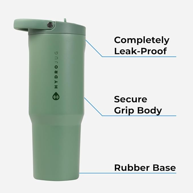 HydroJug Sport - Stainless Steel Tumbler with Straw, Vacuum Insulated, 32oz Leakproof Water Bottle, Ergonomic Design, Reusable, Dishwasher Safe, Rubber Base, Durable for Gym or Outdoors, Camo - Bloomnest