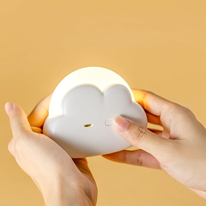 Portable LED Night Light, Cute Cloud Mini Desk Lamp with 4 Working Modes, Rechargeable Kids Night Light for Camping, Bedside Lamp for Bedroom Nightlights [with Wrist Strap] [with USB Cable] - Bloomnest